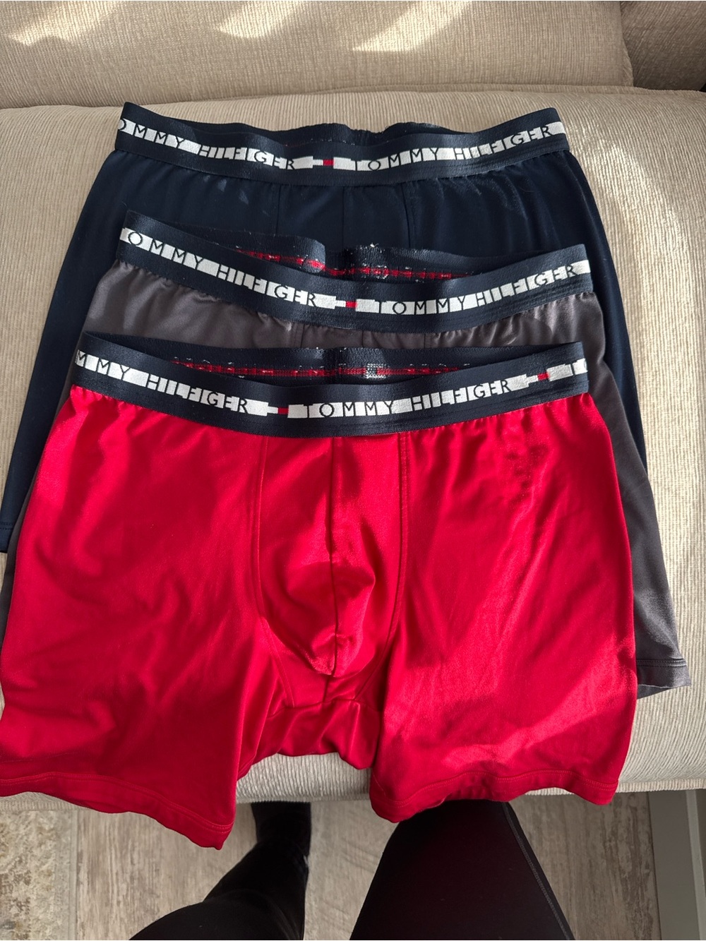Tommy Hilfiger Men’s 3-Pack Boxer Briefs - Red, Gray, Navy
